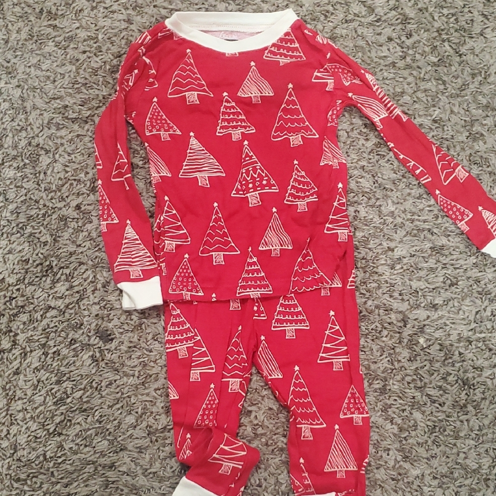 Holiday Time Red and White Tree Print Kids Pajama Set